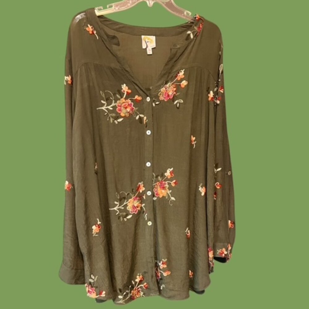 ANTHROPOLOGIE FIG and FLOWER Boho Embroidered Blouse